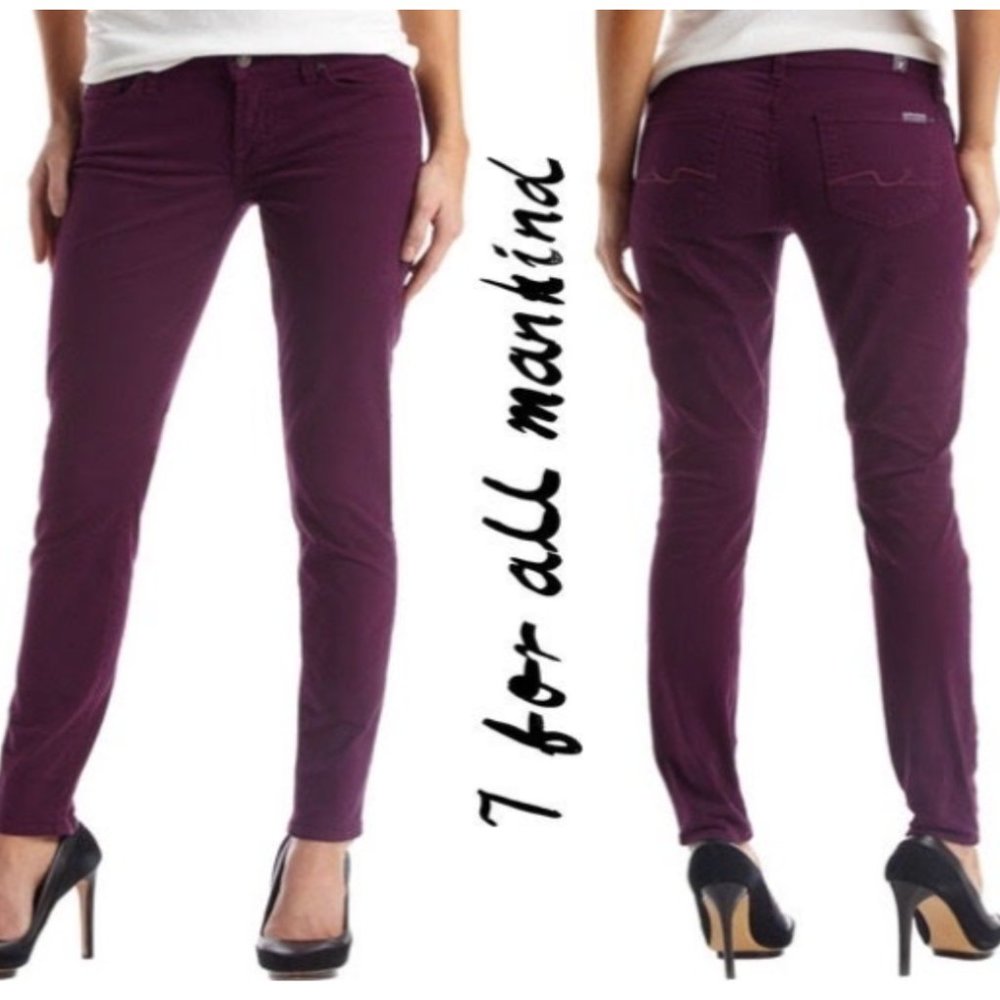 7 For All Mankind Guenevere Purple Skinny Jeans Size 29